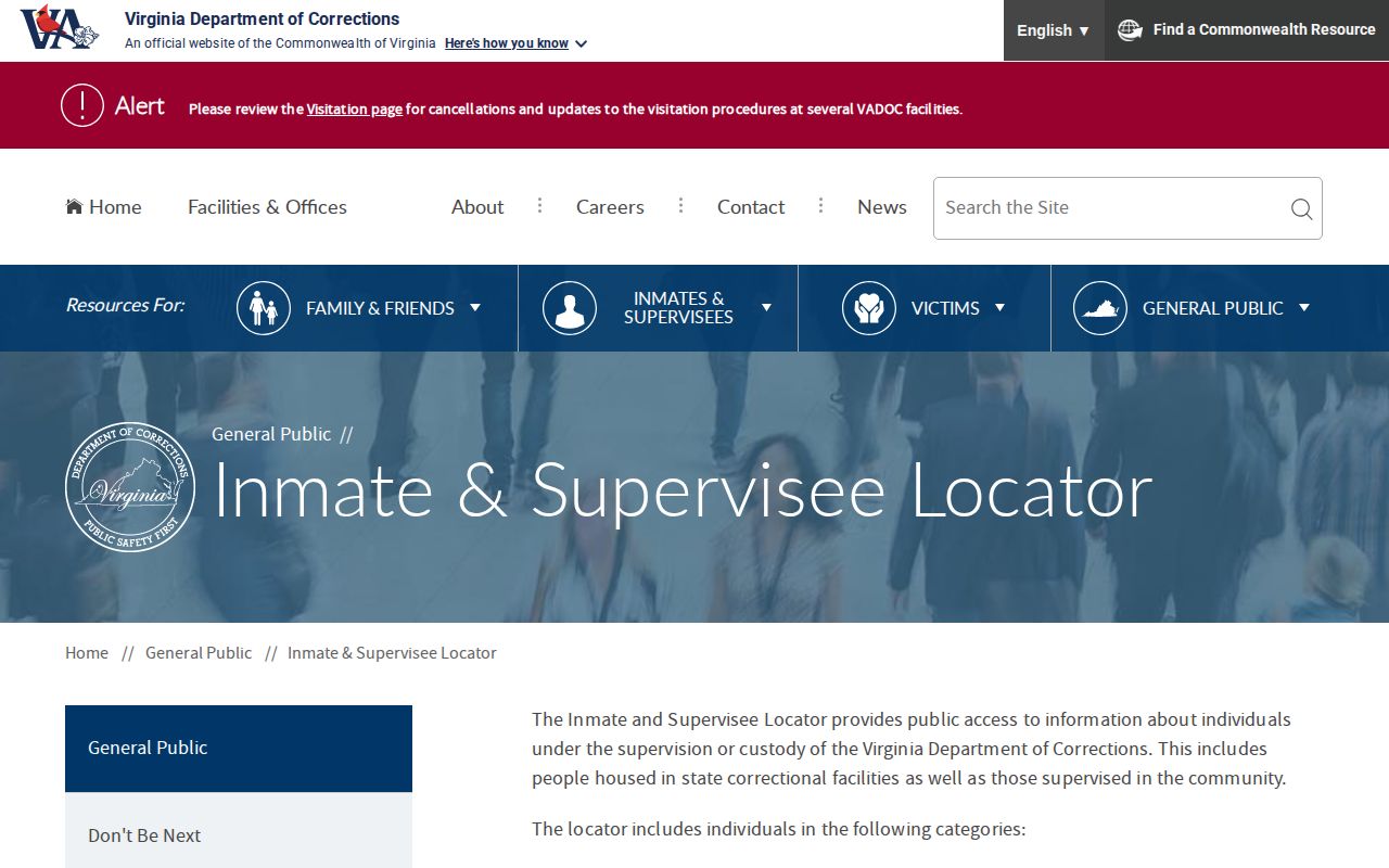 Amherst County released inmate search in the VADOC locator